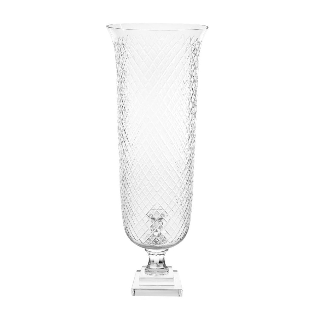 Γυάλινο Κηροπήγιο Με Diamond Cut Σχέδιο 24x72 cm Κηροπήγια