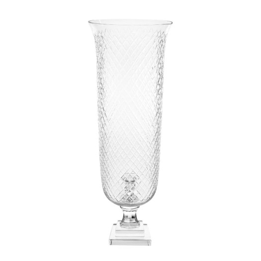 Γυάλινο Κηροπήγιο Με Diamond Cut Σχέδιο 24x72 cm Γυάλινο Κηροπήγιο Με Diamond Cut Σχέδιο 24x72 cm Κηροπήγια