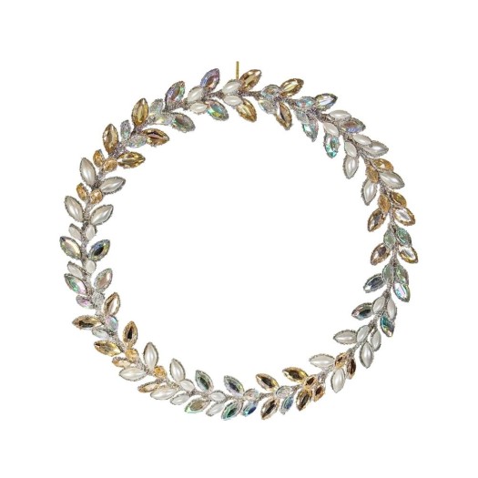 Διακοσμητικό Στεφάνι Με Πέρλες Και Ασημί Glitter 32 cm Στεφάνια