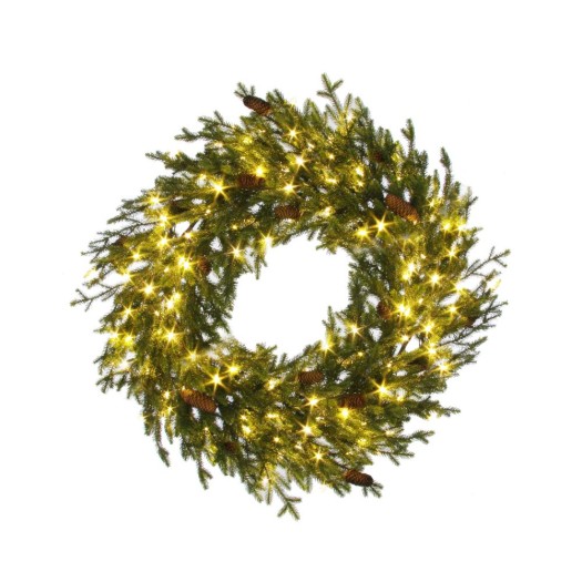 Διακοσμητικό Χριστουγεννιάτικο Στεφάνι Με 150 Led Λαμπιόνια 90 cm Στεφάνια