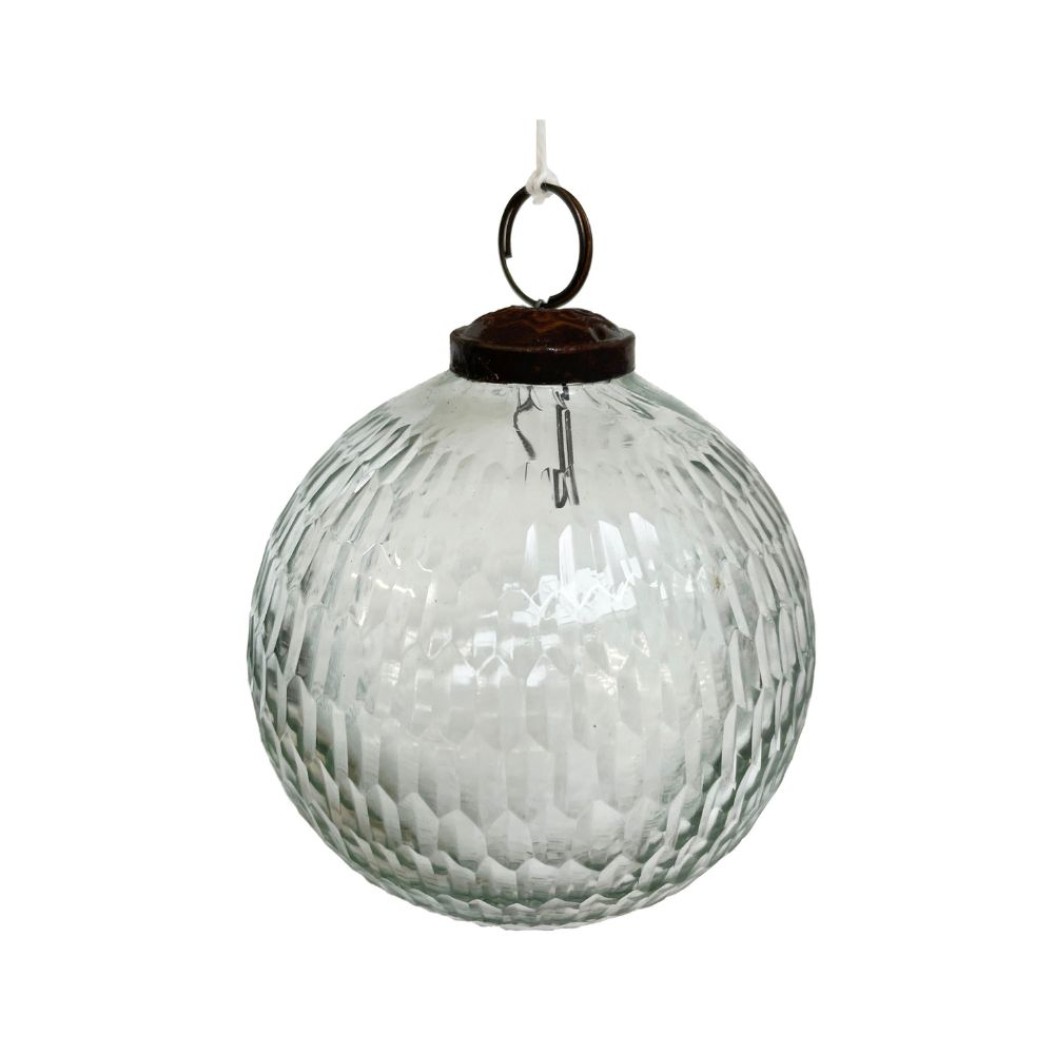 Glass ball clear etched 9cm 