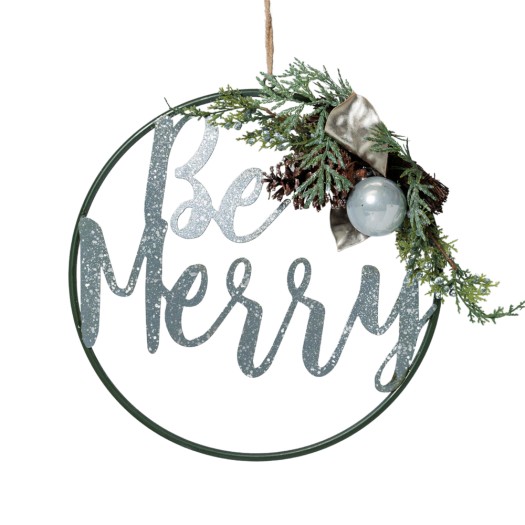 Χριστουγεννιάτικο Μεταλλικό Στεφάνι Με Επιγραφή Be Merry 36 cm Στεφάνια
