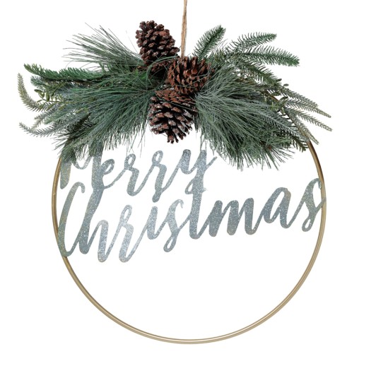 Χριστουγεννιάτικο Μεταλλικό Στεφάνι Με Επιγραφή Merry Christmas 46 cm Στεφάνια