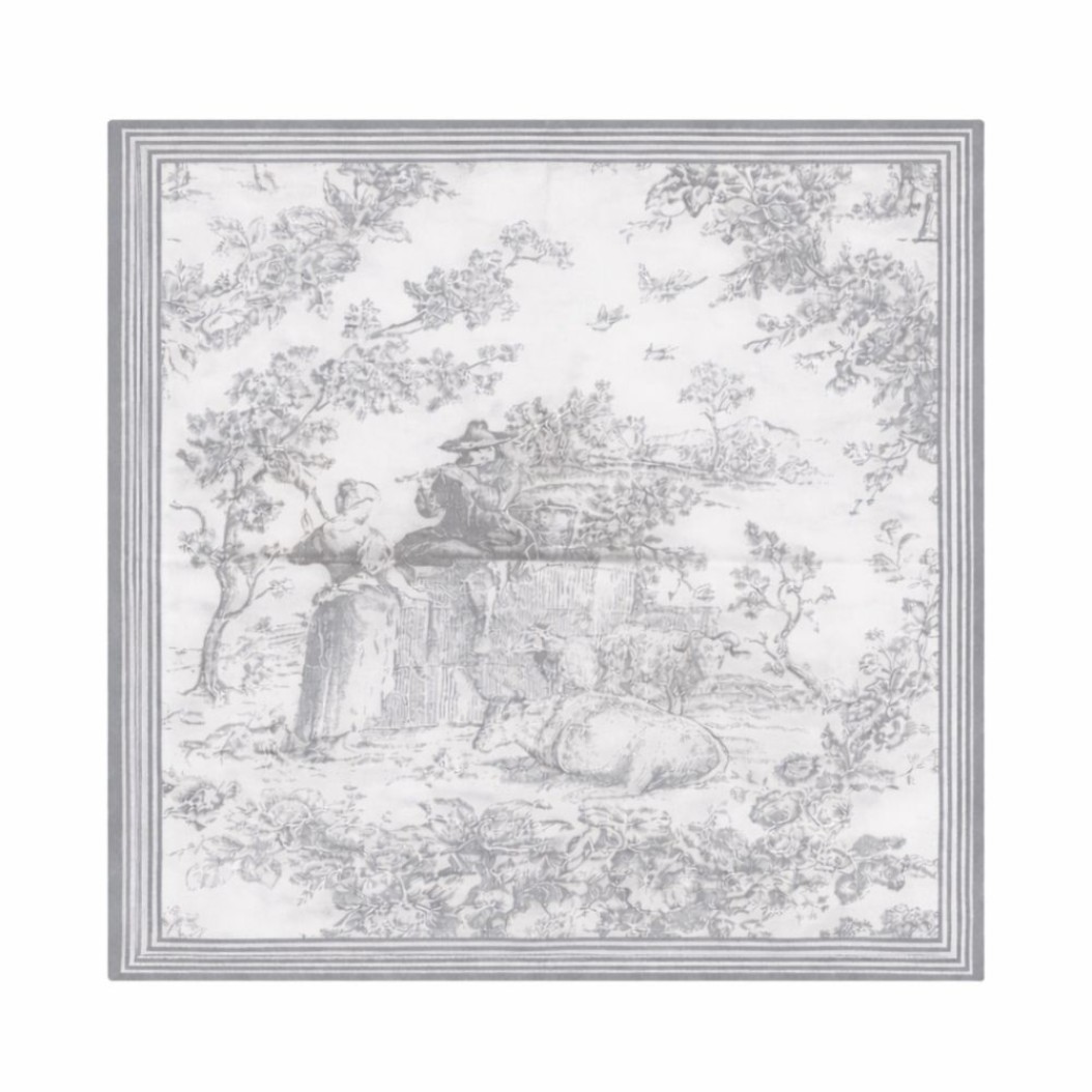 Βαμβακερή Πετσέτα Φαγητού Με Σχέδιο Toile De Jouy 45x45 cm Σε Γκρι Χρώμα Homeware
