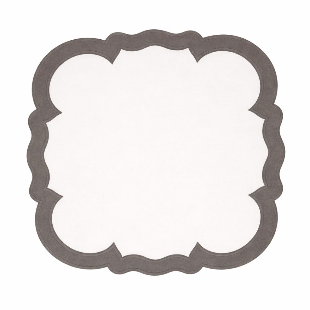 Λευκό Λινό Σουπλά 40x40 cm Με Γκρι Τελείωμα Homeware Λευκό Λινό Σουπλά 40x40 cm Με Γκρι Τελείωμα Homeware