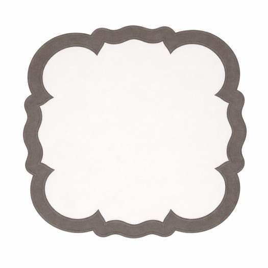 Λευκό Λινό Σουπλά 40x40 cm Με Γκρι Τελείωμα Homeware