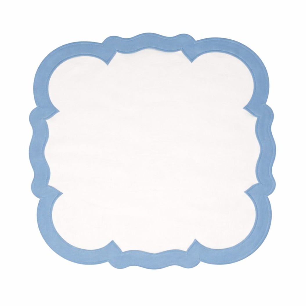 Λευκό Λινό Σουπλά 40x40 cm Με Γαλάζιο Τελείωμα Homeware Λευκό Λινό Σουπλά 40x40 cm Με Γαλάζιο Τελείωμα Homeware