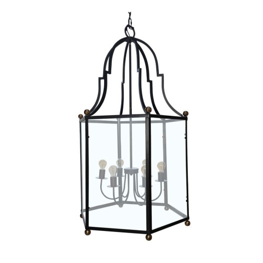 Μεταλλικό Διακοσμητικό Φανάρι 70x70x140 cm Σε Μαύρο Χρώμα Φωτιστικά