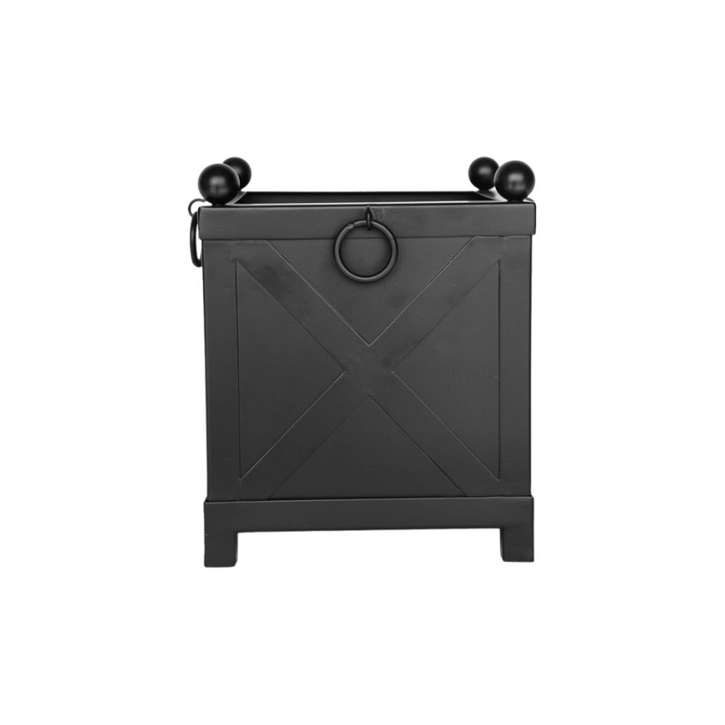 Μεταλλική Τετράγωνη Γλάστρα 20x20x25 cm Σε Μαύρο Χρώμα Γλάστρες
