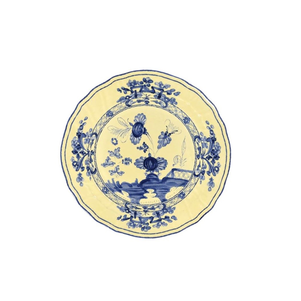 Πορσελάνινο Πιάτο Επιδορπίου Chinoiserie Floral 20 cm Σε Κίτρινο Χρώμα Πιάτα Επιδορπίου