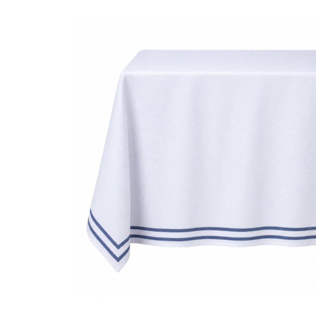 Βαμβακερό Τραπεζομάντηλο Με Μπλε Ρίγα 640x150 cm Σε Λευκό Χρώμα Τραπεζομάντηλα Βαμβακερό Τραπεζομάντηλο Με Μπλε Ρίγα 640x150 cm Σε Λευκό Χρώμα Τραπεζομάντηλα