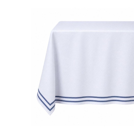 Βαμβακερό Τραπεζομάντηλο Με Μπλε Ρίγα 640x150 cm Σε Λευκό Χρώμα Βαμβακερό Τραπεζομάντηλο Με Μπλε Ρίγα 640x150 cm Σε Λευκό Χρώμα Τραπεζομάντηλα