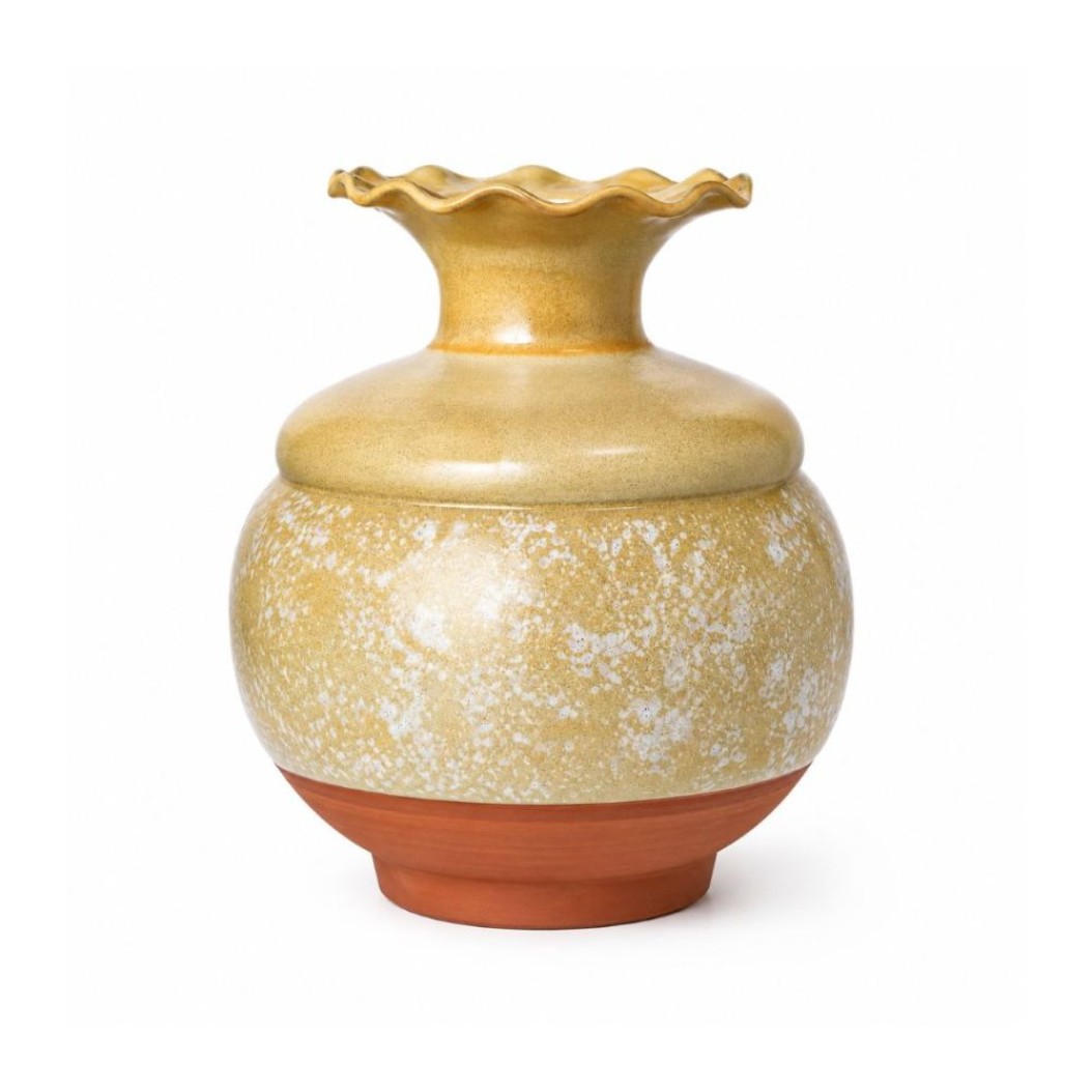 Κεραμικό Βάζο 18x32 cm Σε Κίτρινο Χρώμα Βάζα