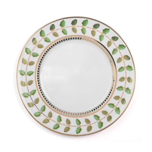 Πορσελάνινο Πιάτο Φαγητού 28 cm Με Πράσινα Φύλλα Και Χρυσό Ριμ Πορσελάνινο Πιάτο Φαγητού 28 cm Με Πράσινα Φύλλα Και Χρυσό Ριμ