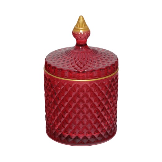 Fondue Pot with Gold Trim 10x18 cm in Red Color Bowls