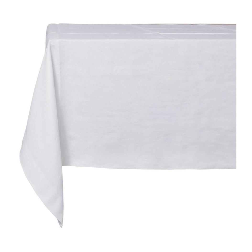 Rectangular Linen Tablecloth with Border 165x145 cm in White Color for Bistrot Tables Tablecloths