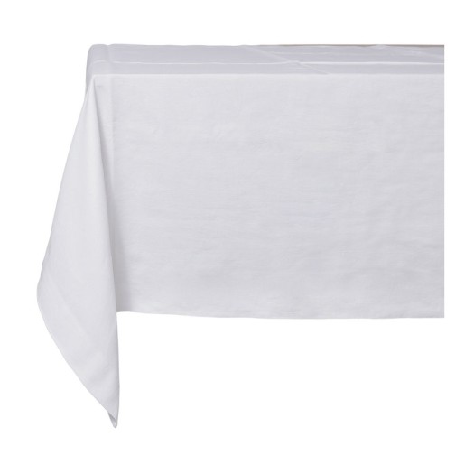 Rectangular Linen Tablecloth with Border 165x145 cm in White Color for Bistrot Tables Tablecloths