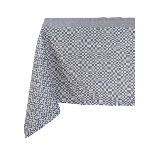 Cotton Tablecloth Rectangle With Blue Pattern 190x160 cm In White Color Tablecloths