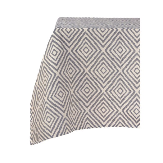 Βαμβακερό Τραπεζομάντηλο Ορθογώνιο Με Μπλε Μοτίβο 190x160 cm Σε Λευκό Χρώμα Τραπεζομάντηλα