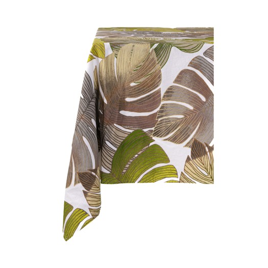Cotton Floral Tablecloth Rectangle 240x140 cm In Green Color Tablecloths