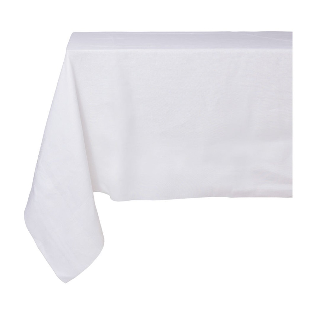 Λινό Τραπεζομάντηλο Στέψης Ορθογώνιο 260x180 cm Σε Λευκό Χρώμα Τραπεζομάντηλα