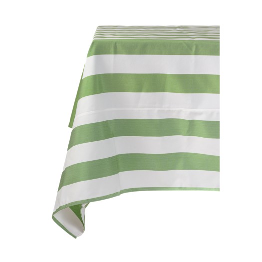 Striped Tablecloth Napperon Rectangle 225x220 cm In Green Color Tablecloths
