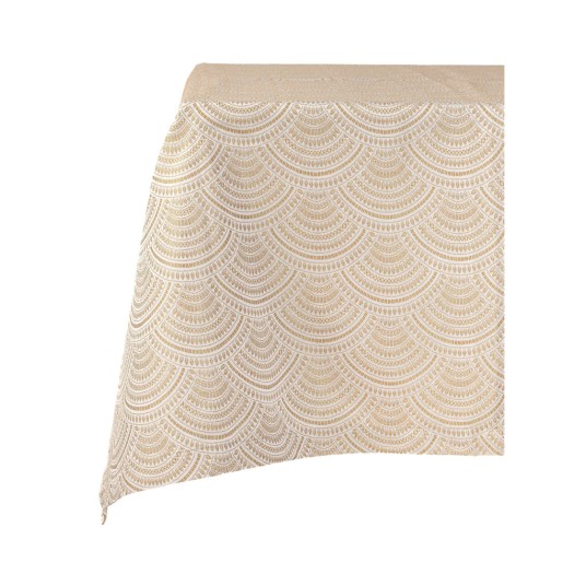 Gold PrInted Cotton Tablecloth Rectangle 400x280 cm In White Color Tablecloths